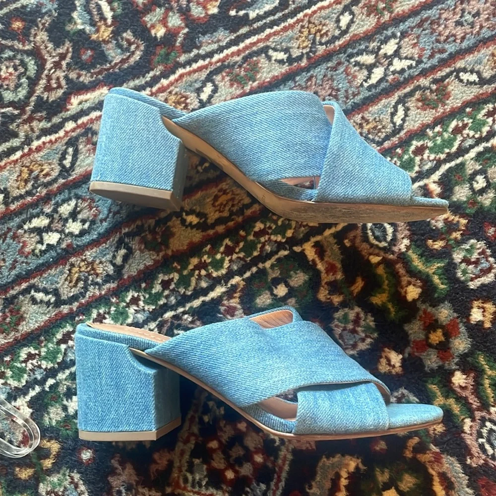 SIGERSON MORRISON - Rhoda blue cross heeled sandals size 7 - Picture 2 of 6